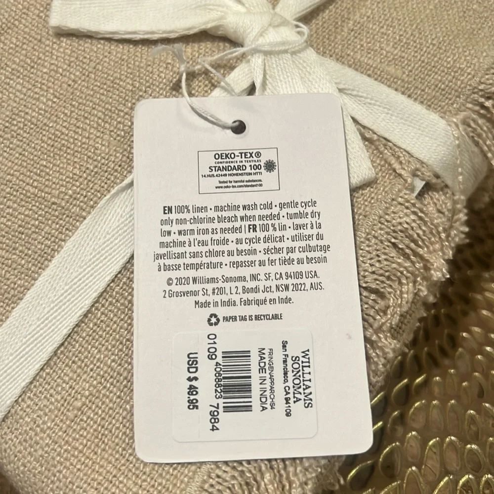 Williams Sonoma “Fringe” Napkins, Set/4